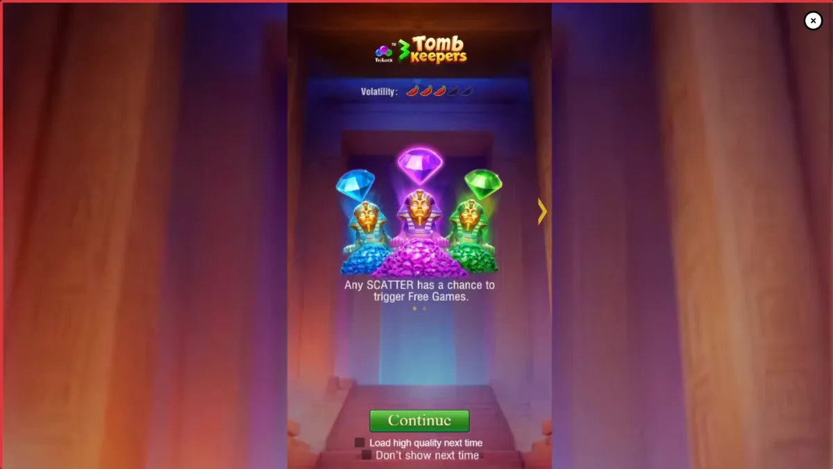 Tampilan visual slot 3 Tomb Keepers dengan tema makam Mesir Kuno